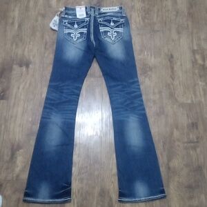Rock Revival Women's 26 Bootcut Abbie Embellished Embroidered Distressed NWT